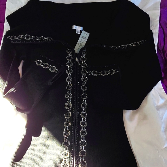 COPY - Cache- NWT 🔥●GORG● Women's Cardigan shawl collar iridescent beads ribbed… - Picture 2 of 6